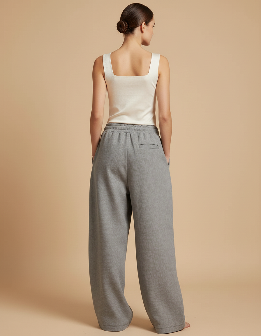 Pantalon Baggy Gris Ample Décontracté Coton Femme - Molleton - vue 2