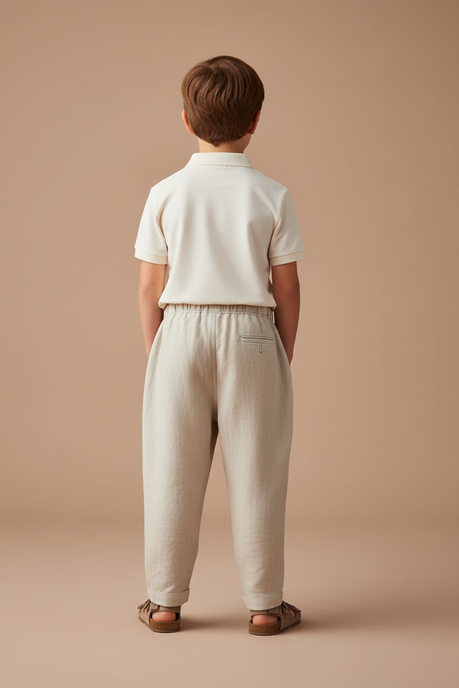 Pantalon Baggy Beige Lin Plissé Ample Enfant - vue 2