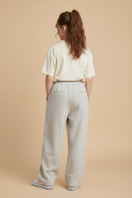 Pantalon Baggy Gris Clair Droit Décontracté Enfant - Molleton - vue 2