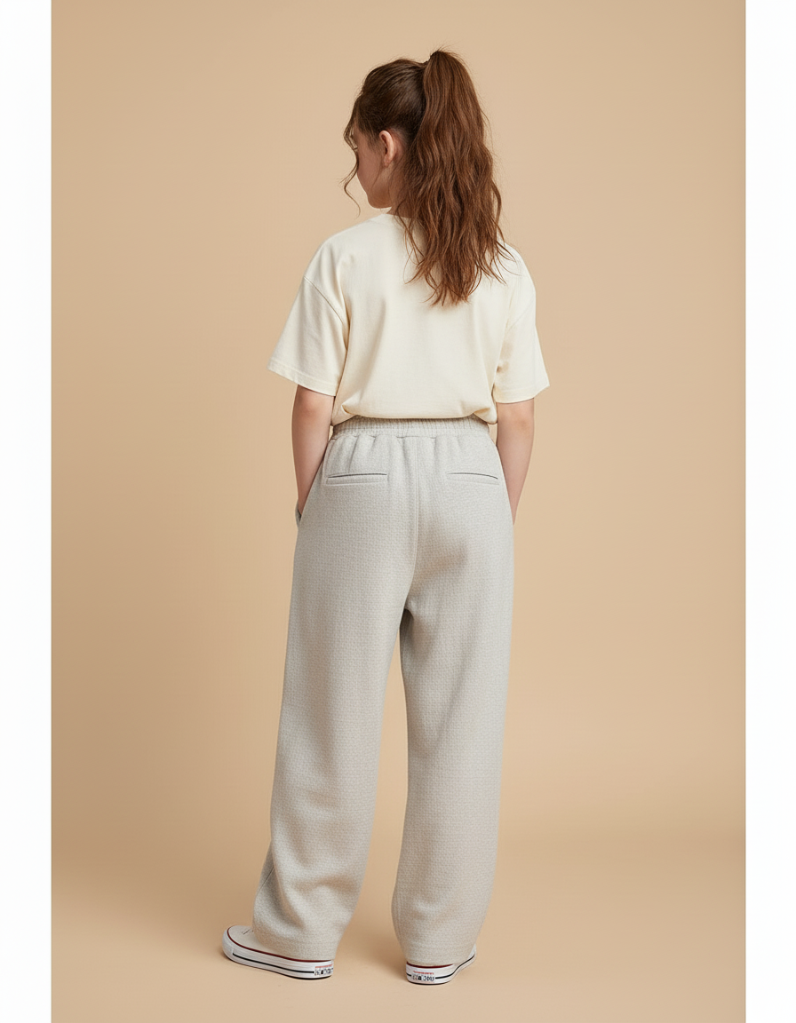 Pantalon Baggy Gris Clair Droit Décontracté Enfant - Molleton - vue 2