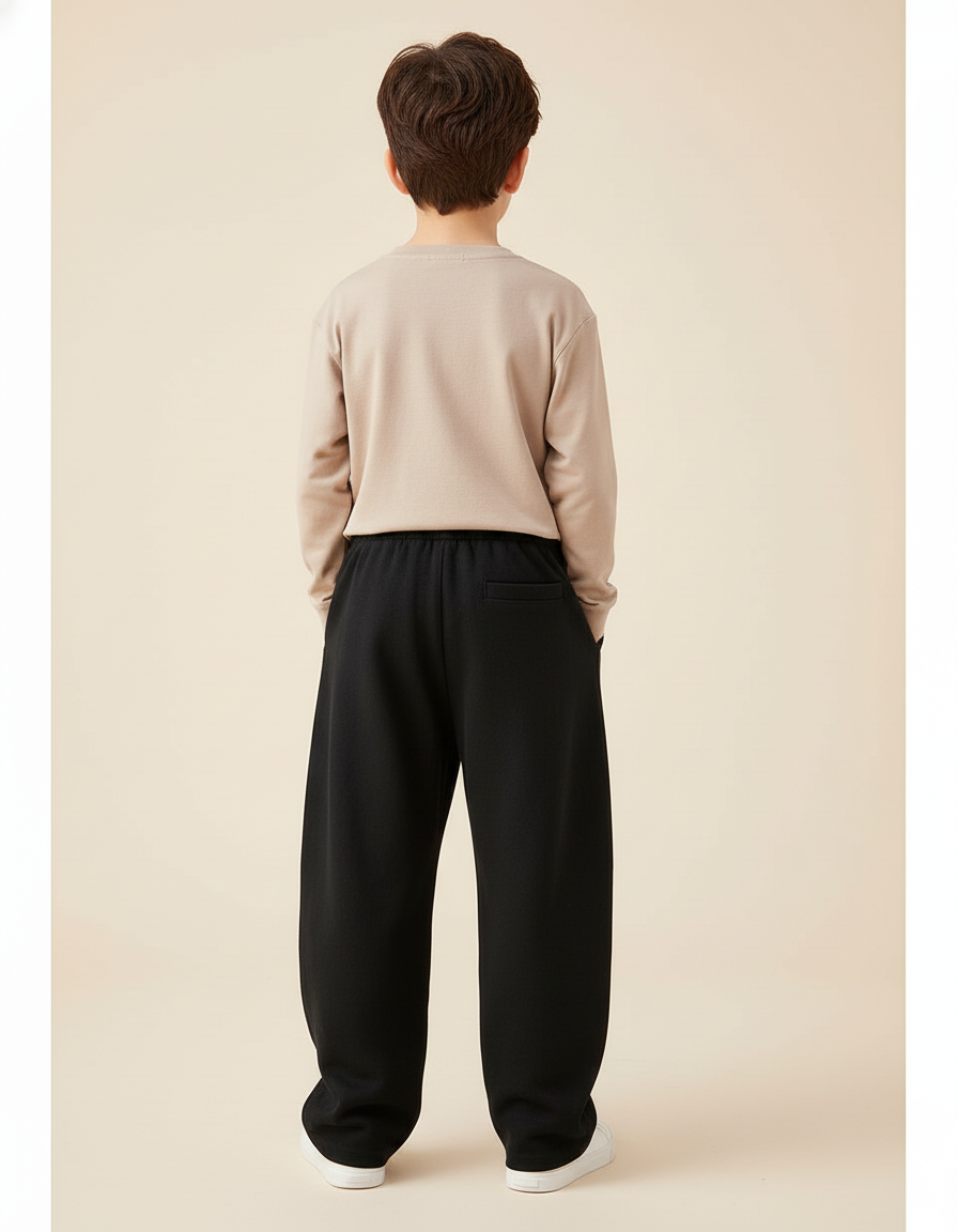 Pantalon Baggy Noir Ample Molletonné Sport Enfant - vue 2