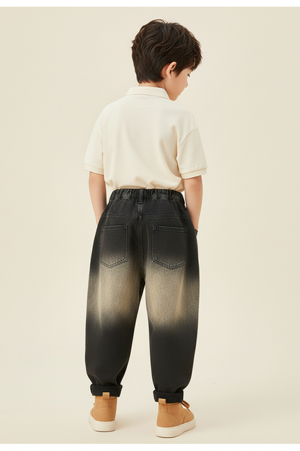 Pantalon Baggy Dégradé Denim Ample Garçon Décontracté - Multicolore Jean - vue 2