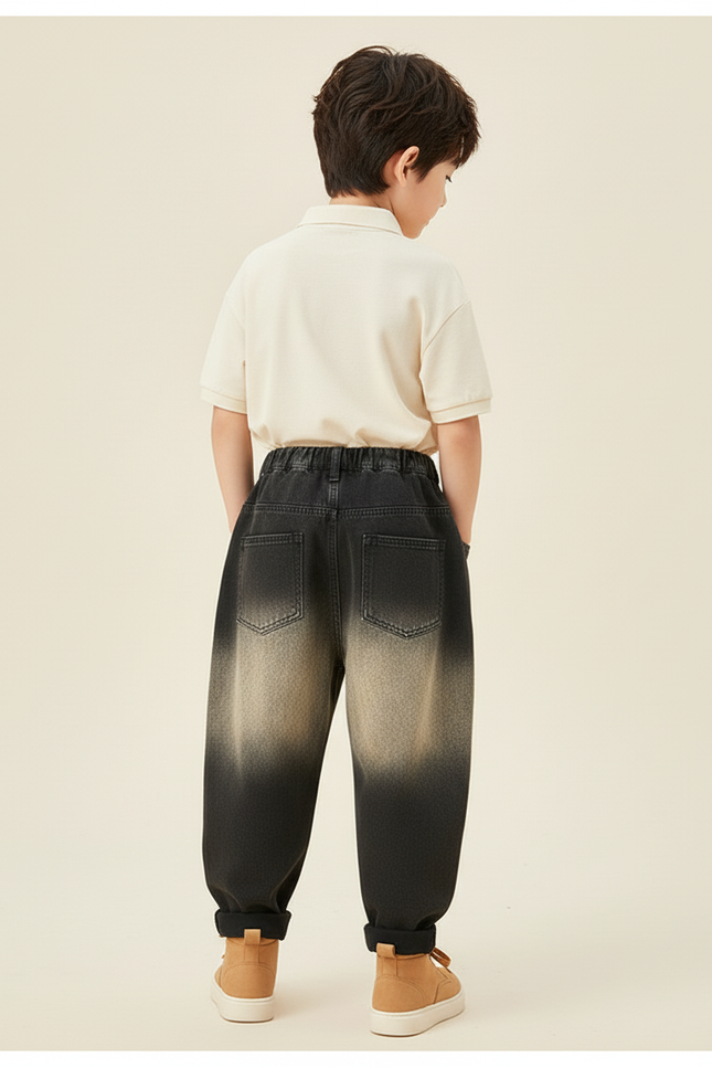 Pantalon Baggy Dégradé Denim Ample Garçon Décontracté - Multicolore Jean - vue 2