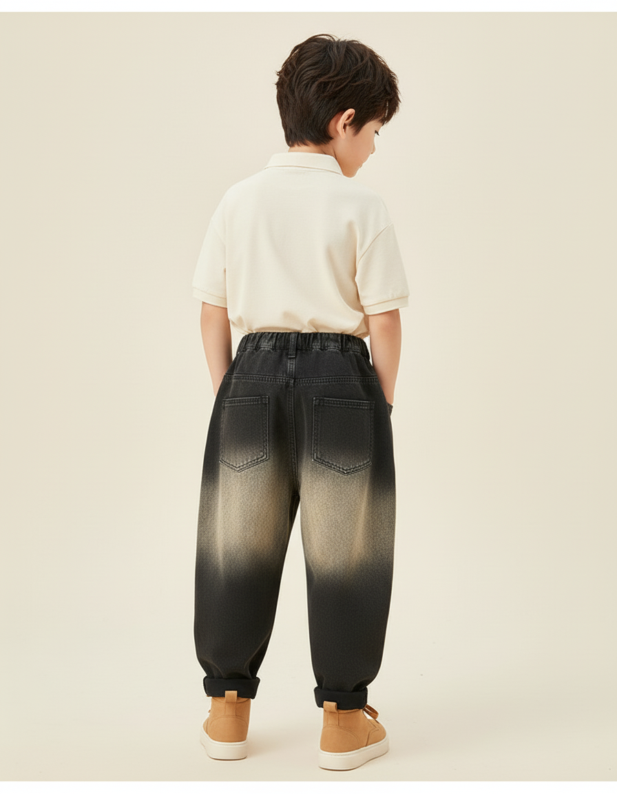 Pantalon Baggy Dégradé Denim Ample Garçon Décontracté - Multicolore Jean - vue 2
