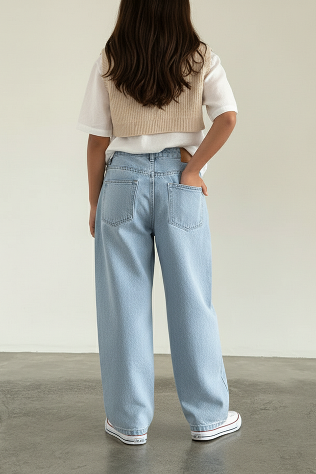 Pantalon Baggy Bleu Clair Ample Décontracté Denim - Jean - vue 2