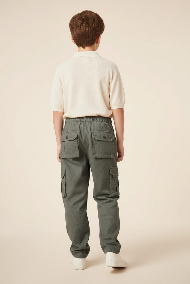Pantalon Baggy Kaki Cargo Ample Coton Enfant - vue 2