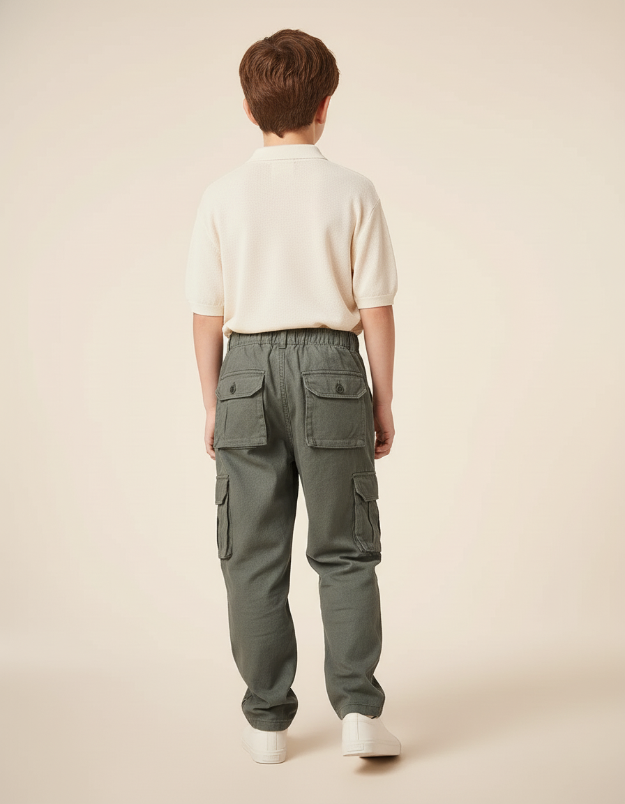 Pantalon Baggy Kaki Cargo Ample Coton Enfant - vue 2