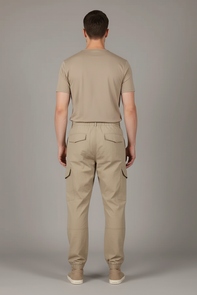 Pantalon Baggy Cargo Beige Ample Multi-Poches Décontracté - Toile - vue 2