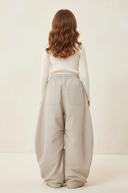 Pantalon Baggy Beige Ample Confortable Fille - Polyester - vue 2