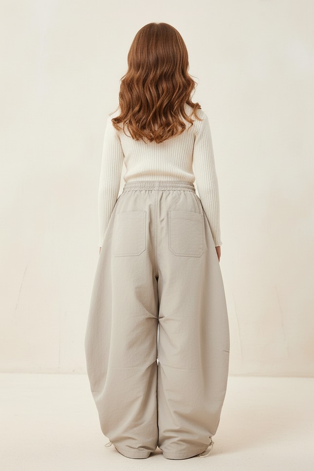Pantalon Baggy Beige Ample Confortable Fille - Polyester - vue 2