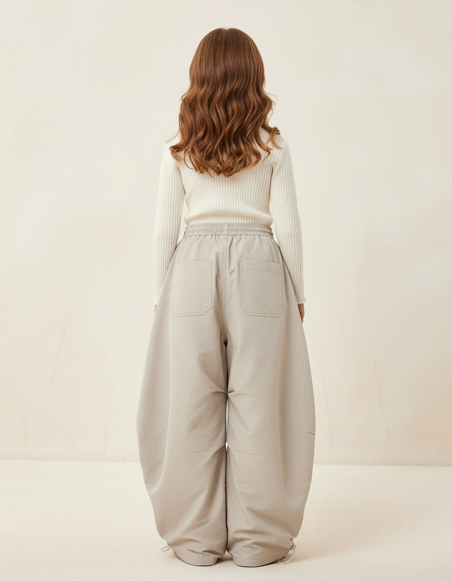 Pantalon Baggy Beige Ample Confortable Fille - Polyester - vue 2