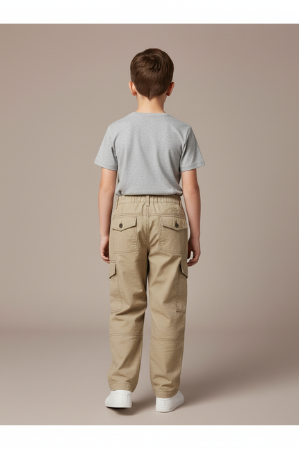 Pantalon Baggy Kaki Cargo Ample Garçon Coton - vue 2
