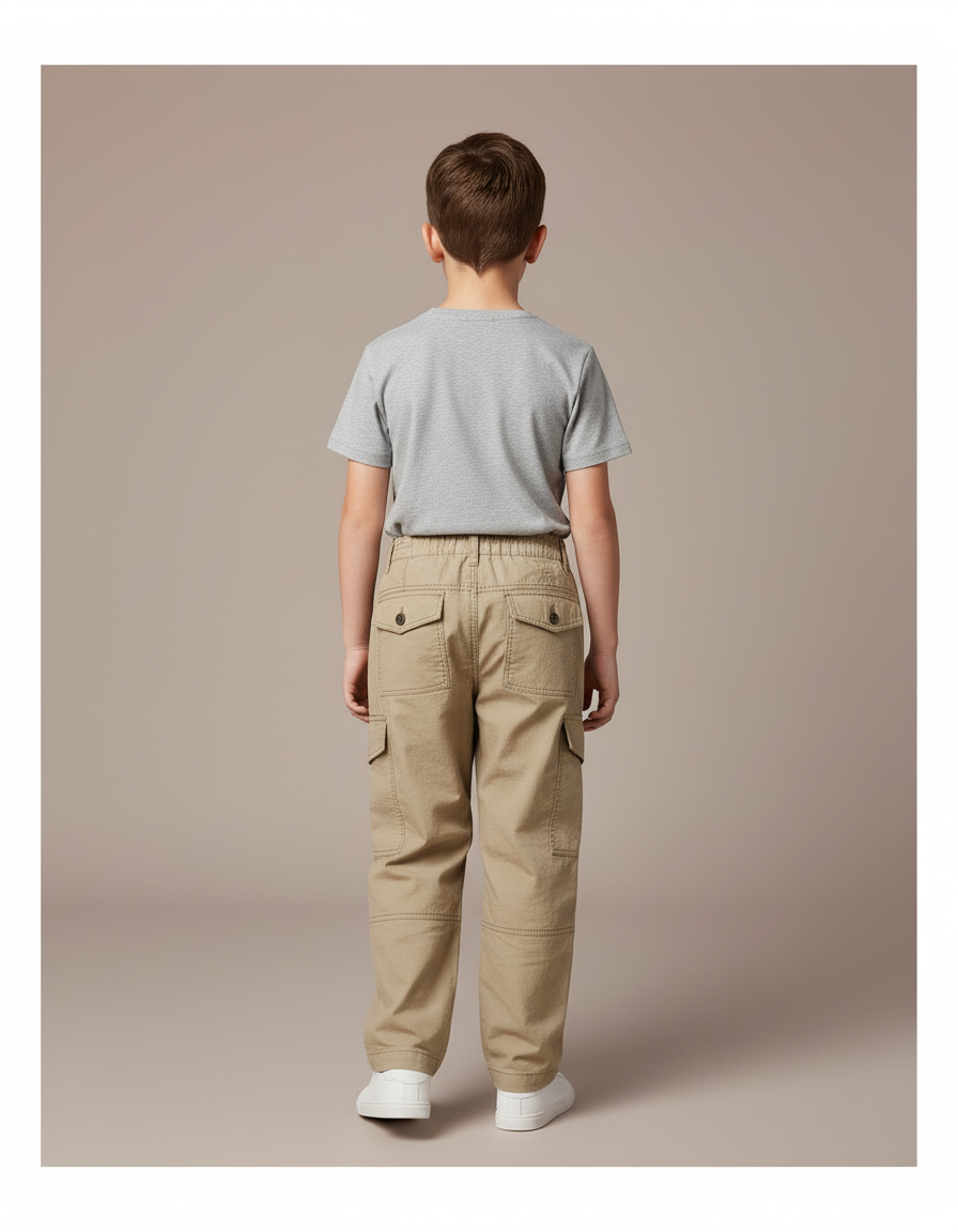 Pantalon Baggy Kaki Cargo Ample Garçon Coton - vue 2