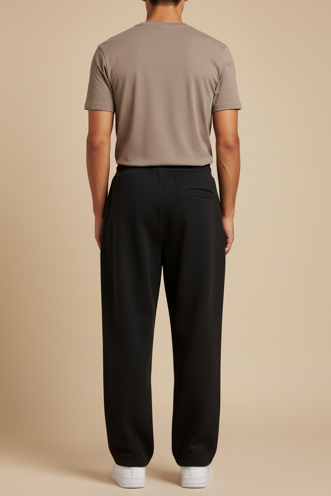 Pantalon Baggy Homme Noir Taille Élastique Coton - Molleton - vue 2