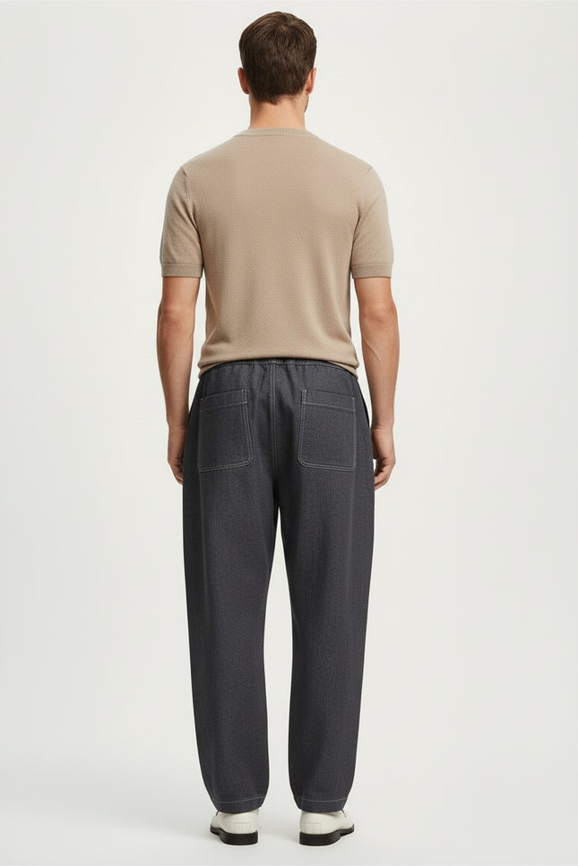 Pantalon Baggy Gris Foncé Cordon Ample Décontracté Homme - Jean - vue 2