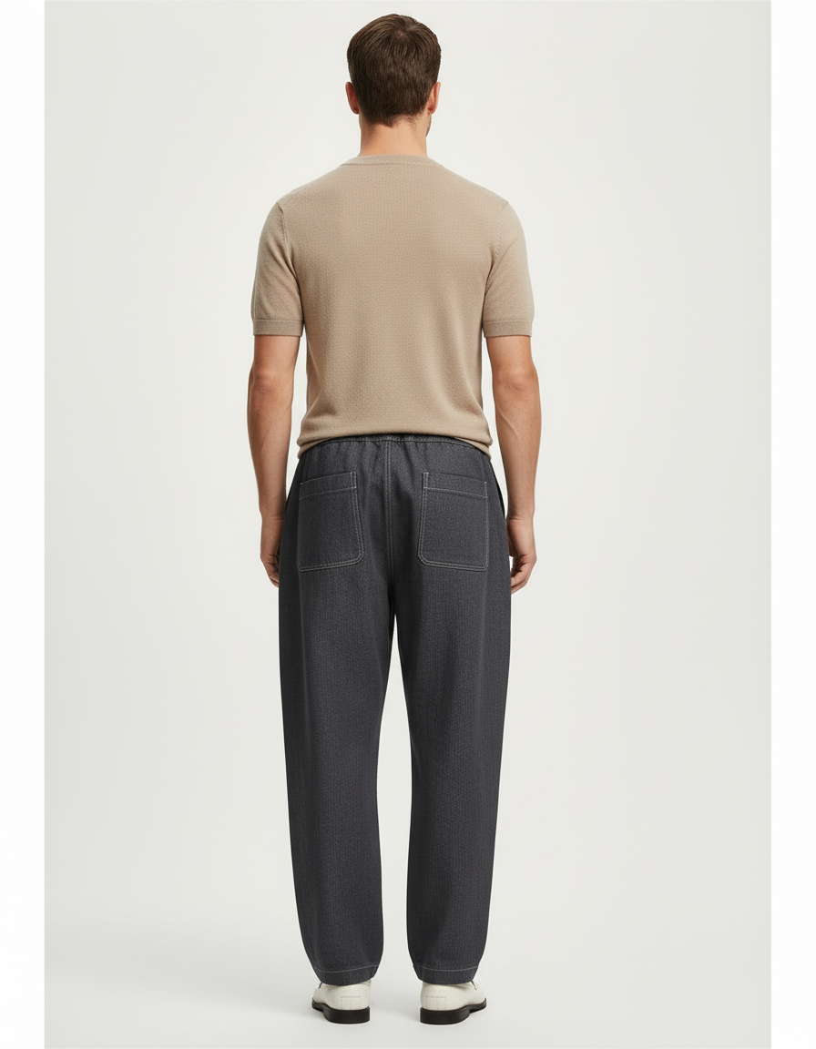 Pantalon Baggy Gris Foncé Cordon Ample Décontracté Homme - Jean - vue 2