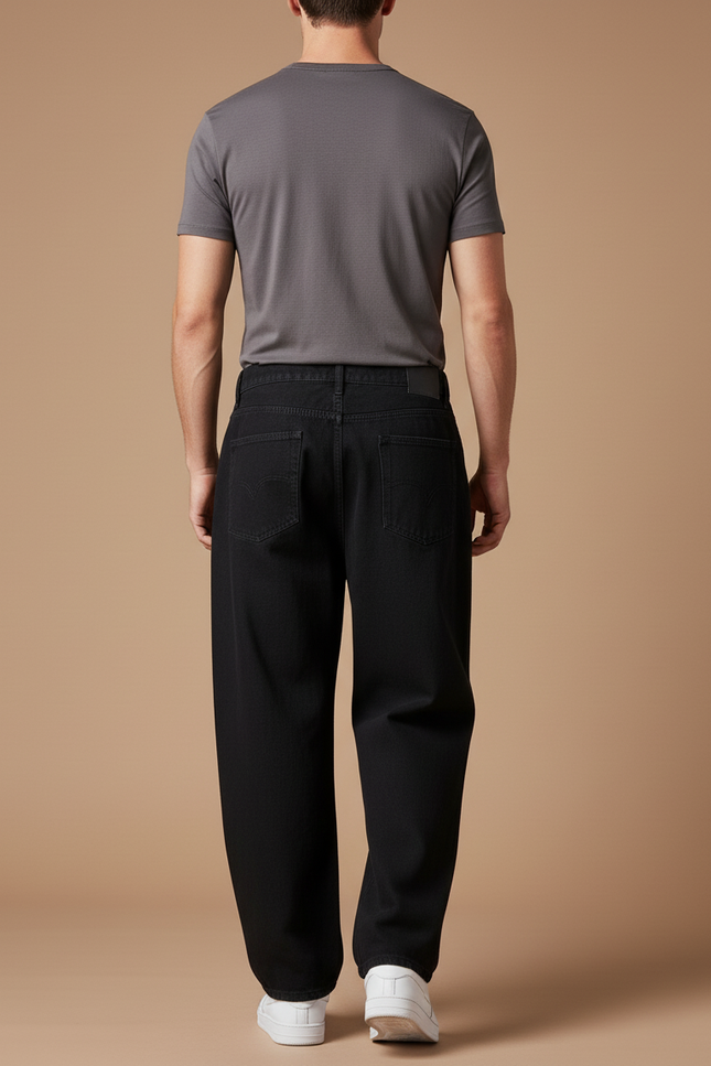 Pantalon Baggy Noir Ample Décontracté Jean Homme - vue 2