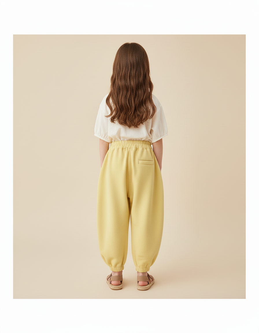 Pantalon Baggy Jaune Ample Molleton Maison Enfant - vue 2