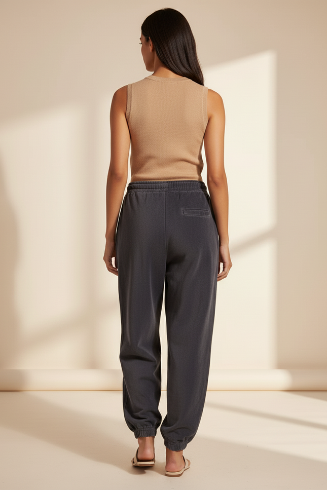 Pantalon Baggy Gris Anthracite Ample Molletonné Femme - vue 2