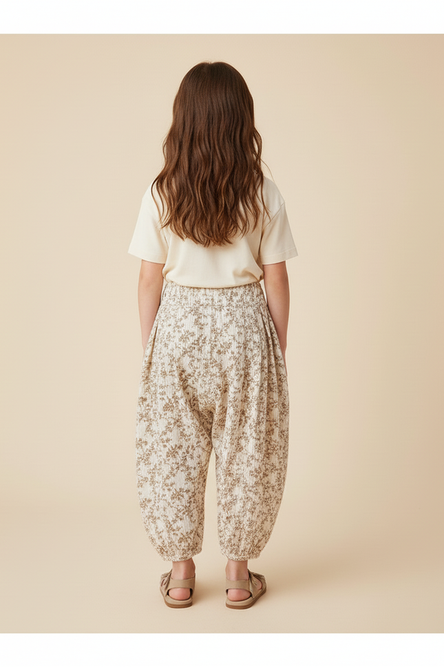 Pantalon Baggy Fleuri Coton Ample Vintage Confortable - Imprimé - vue 2