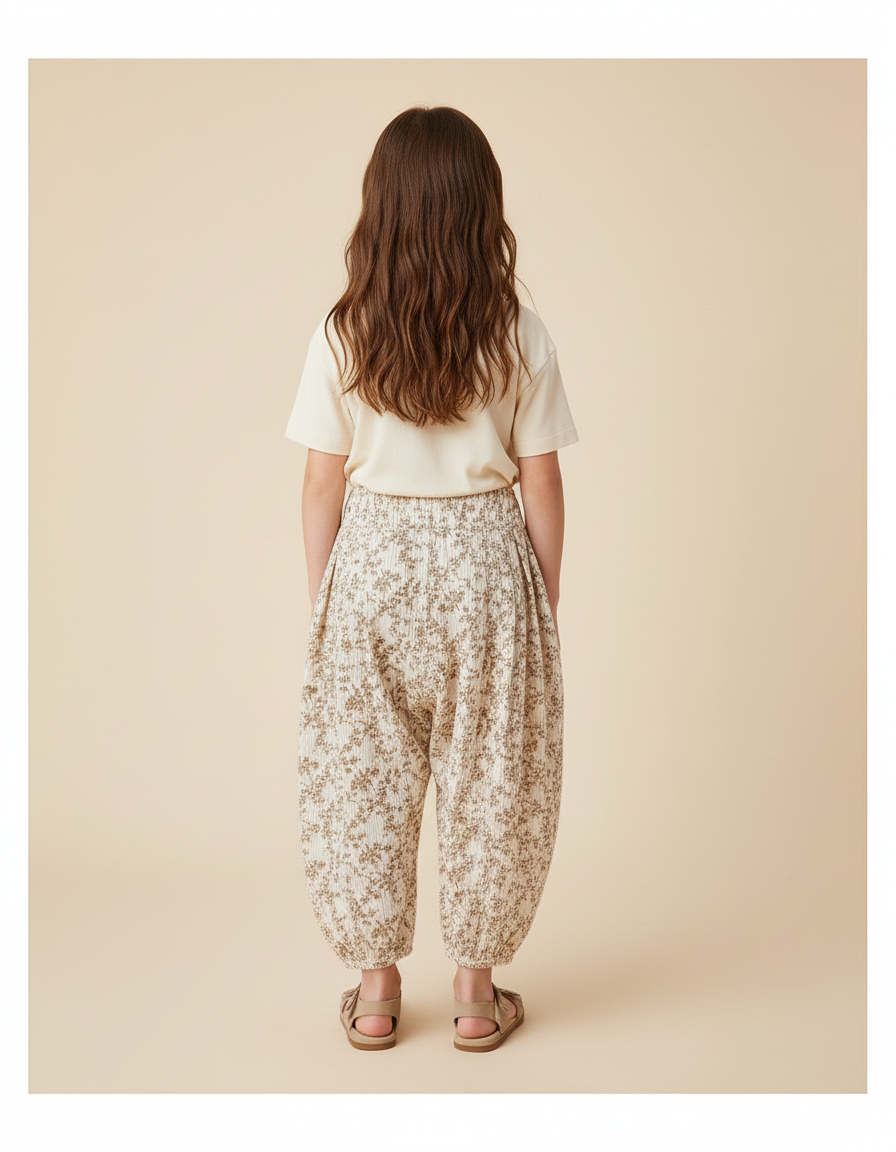 Pantalon Baggy Fleuri Coton Ample Vintage Confortable - Imprimé - vue 2