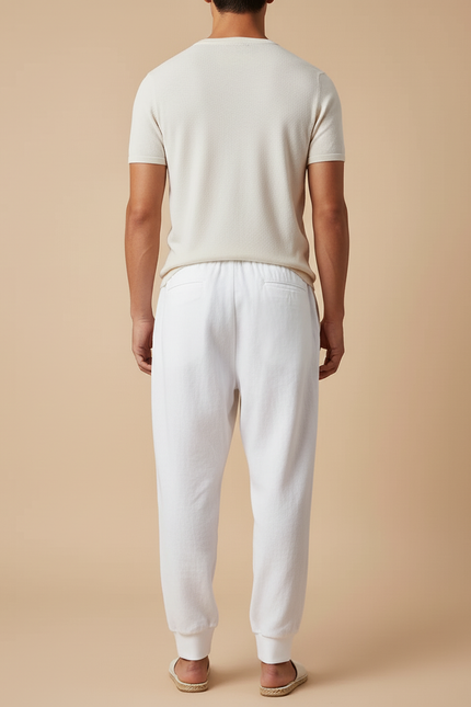 Pantalon Baggy Blanc Lin Ample Décontracté Homme - vue 2
