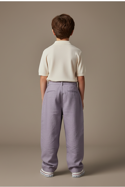 Pantalon Baggy Lilas Ample Lin Enfant - Violet - vue 2