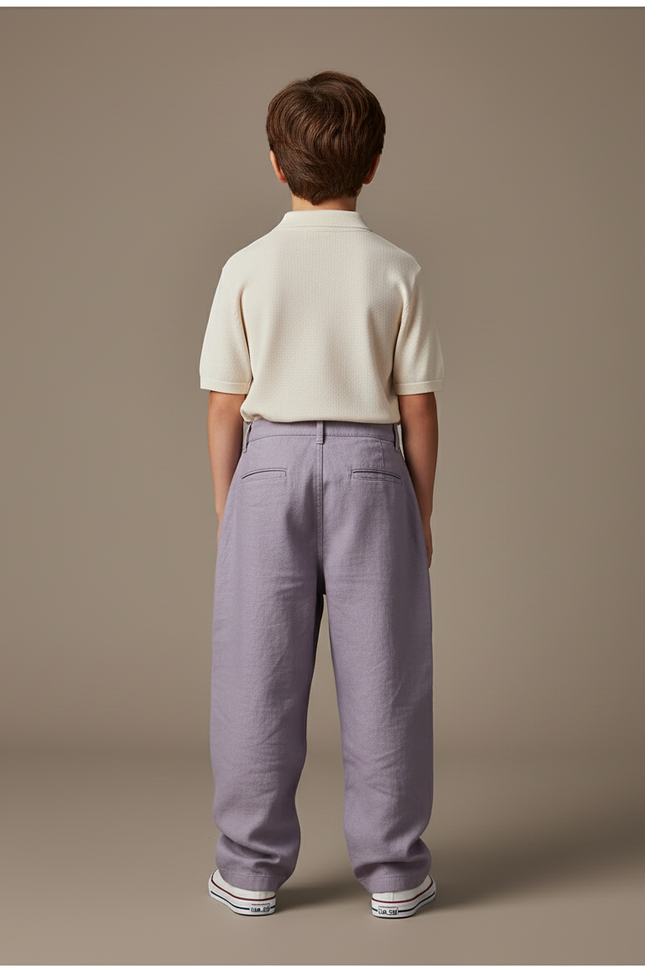 Pantalon Baggy Lilas Ample Lin Enfant - Violet - vue 2