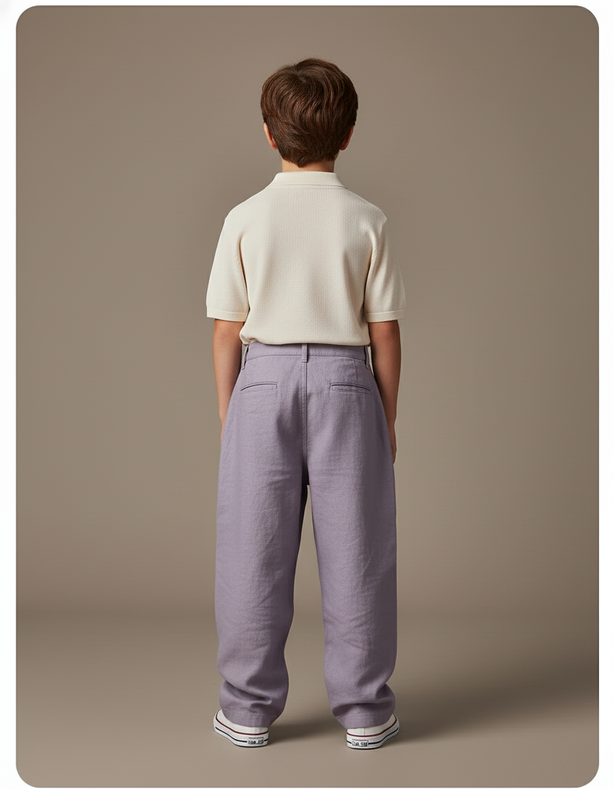Pantalon Baggy Lilas Ample Lin Enfant - Violet - vue 2