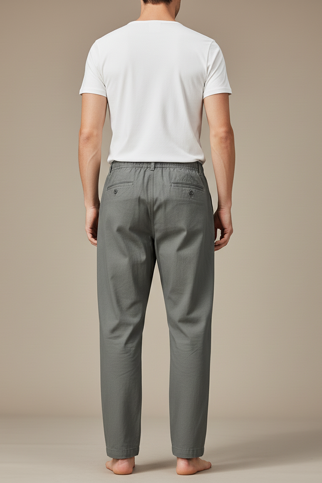 Pantalon Baggy Coton Gris Ample Décontracté Homme - vue 2