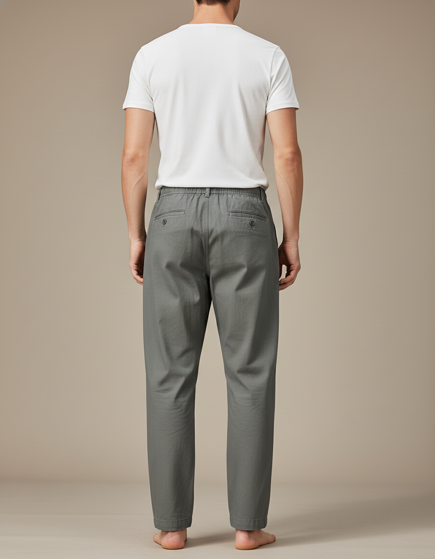 Pantalon Baggy Coton Gris Ample Décontracté Homme - vue 2