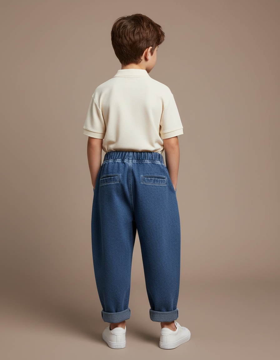 Pantalon Baggy Jean Bleu Ample Confortable Élastique - vue 2