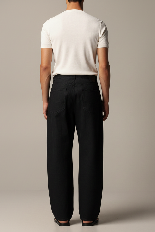 Pantalon Baggy Noir Ample Plissé Décontracté Homme - Gabardine - vue 2