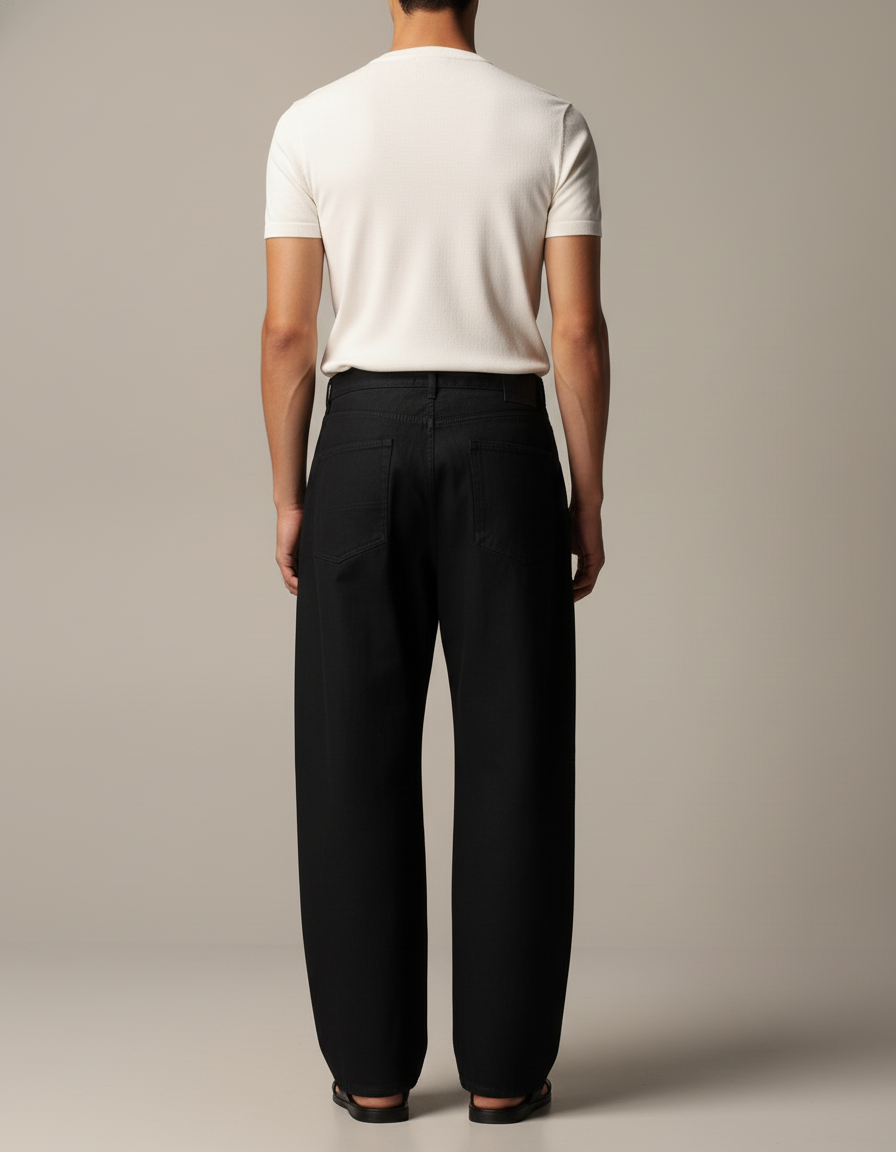 Pantalon Baggy Noir Ample Plissé Décontracté Homme - Gabardine - vue 2