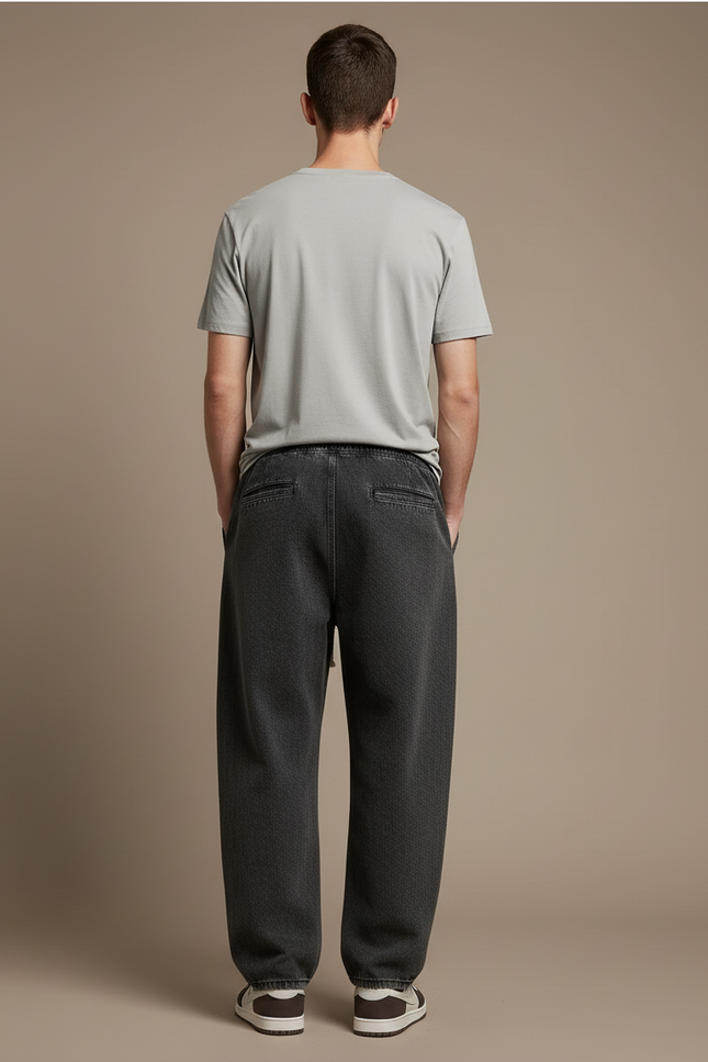 Pantalon Baggy Gris Foncé Ample Molletonné Homme - vue 2