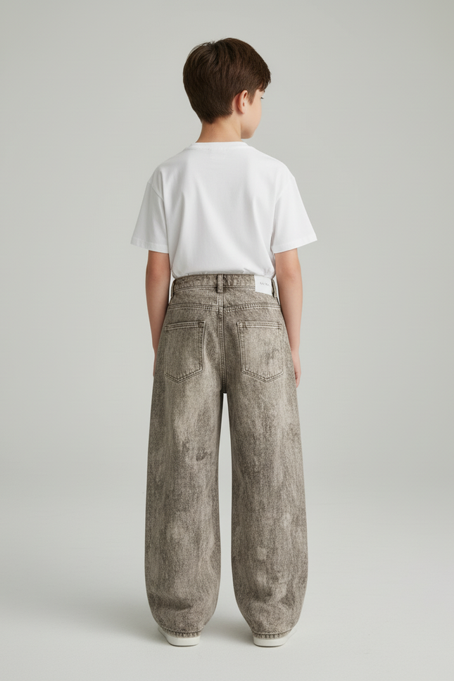 Pantalon Baggy Gris Délavé Ample Denim Enfant - Jean - vue 2