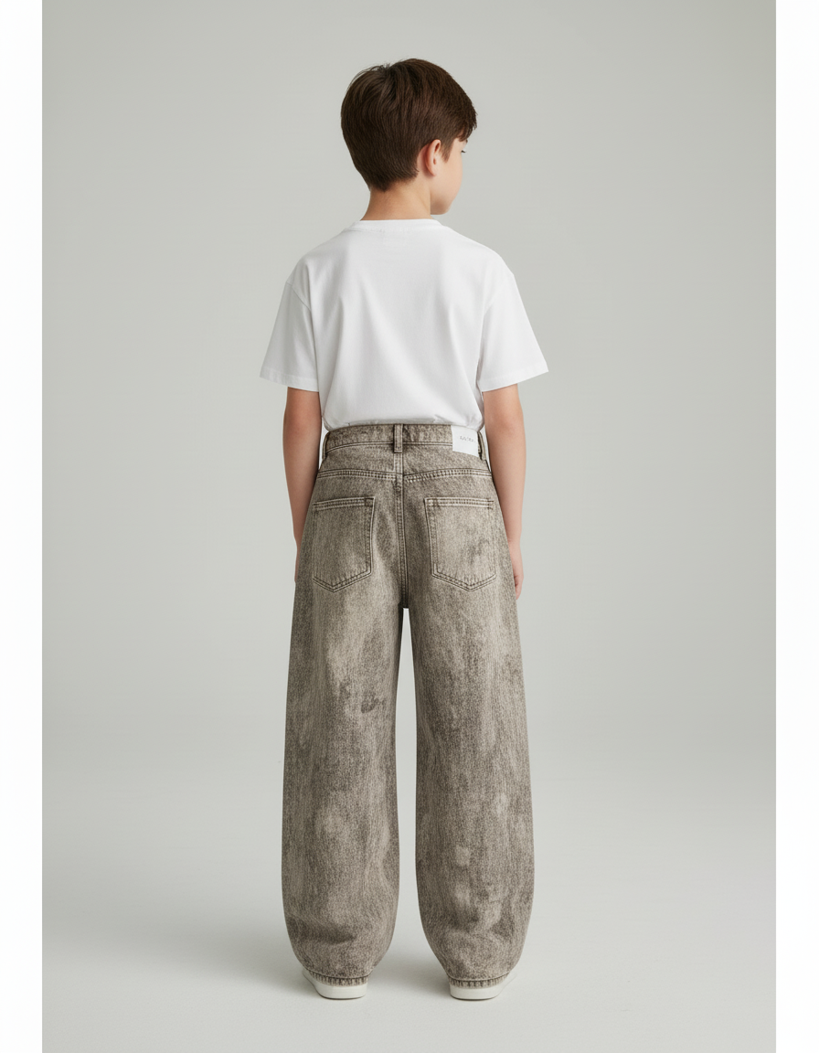 Pantalon Baggy Gris Délavé Ample Denim Enfant - Jean - vue 2