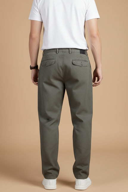Pantalon Baggy Vert Kaki Coton Ample Décontracté Homme - vue 2