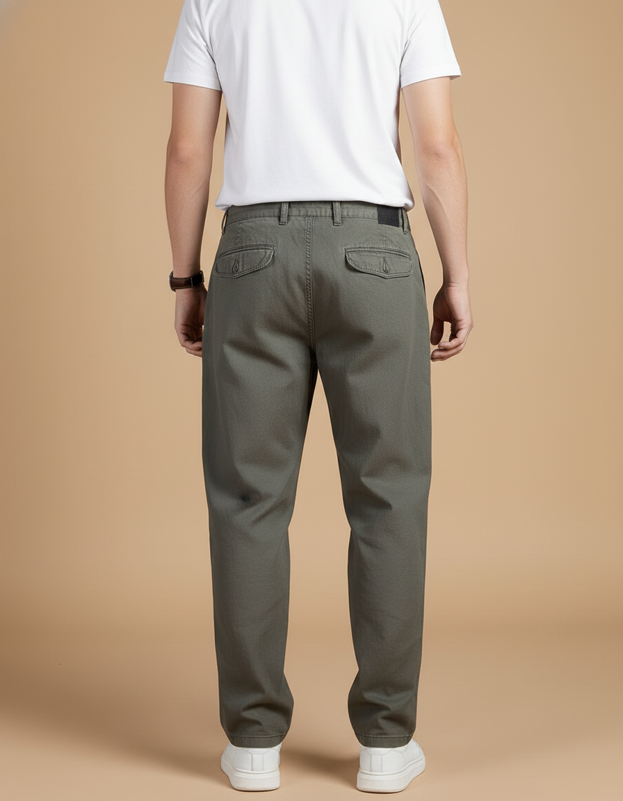 Pantalon Baggy Vert Kaki Coton Ample Décontracté Homme - vue 2