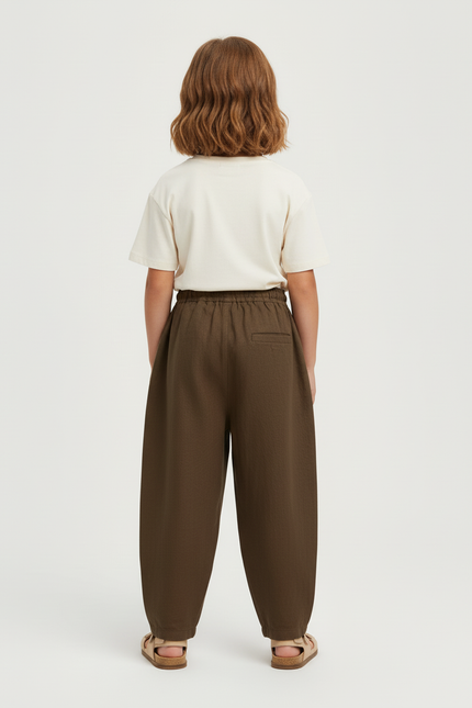 Pantalon Baggy Kaki Coton Lin Ample Décontracté - vue 2