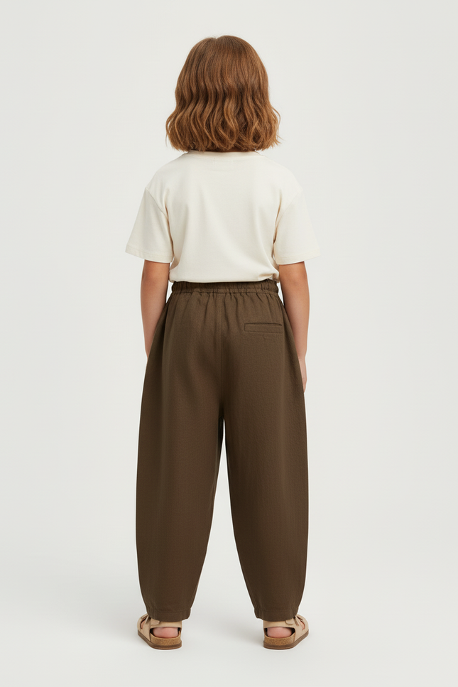 Pantalon Baggy Kaki Coton Lin Ample Décontracté - vue 2