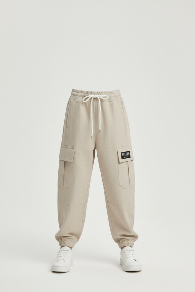 Pantalon Baggy Fille Beige Cargo - Toile - vue 3