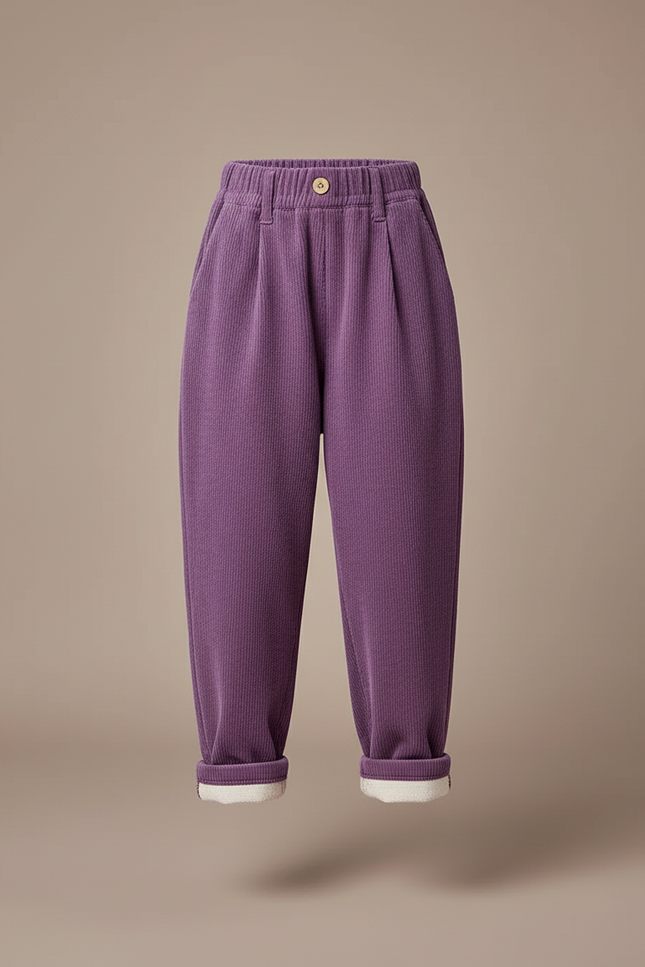 Pantalon Baggy Violet Côtelé Ample Décontracté Enfant - Cordé - vue 3