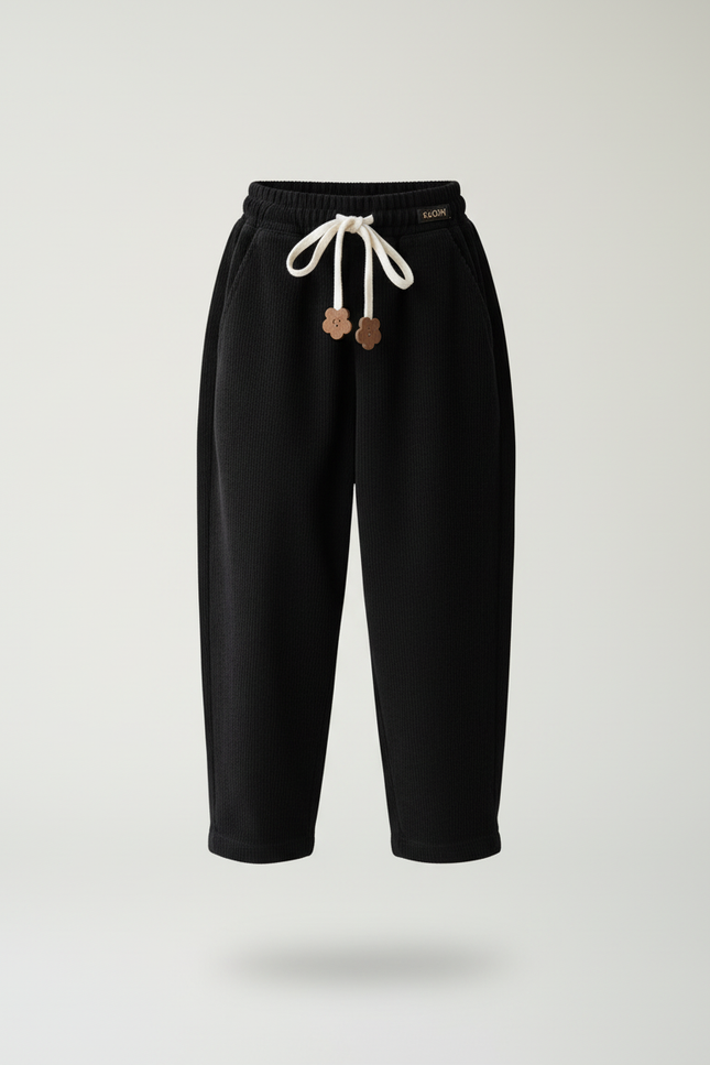 Pantalon Baggy Noir Côtelé Ample Décontracté Enfant - Cordé - vue 3