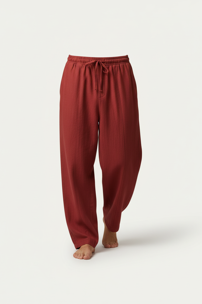 Pantalon Baggy Rouge Ample Velours Droit Décontracté - vue 3