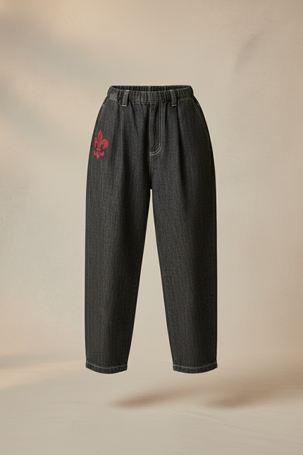 Pantalon Baggy Denim Gris Ample Fleur De Lys - Jean - vue 3