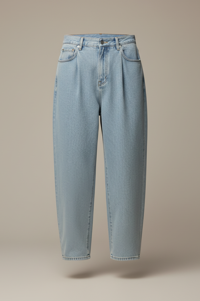 Pantalon Baggy Jean Bleu Clair Ample Décontracté - vue 3