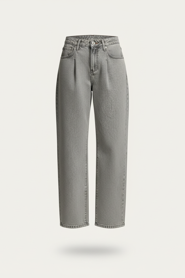 Pantalon Baggy Jean Gris Clair Ample Décontracté - vue 3