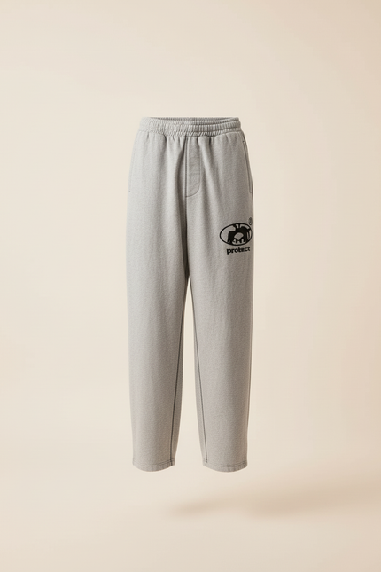 Pantalon Baggy Gris Molleton Brodé Ample Décontracté Homme - vue 3