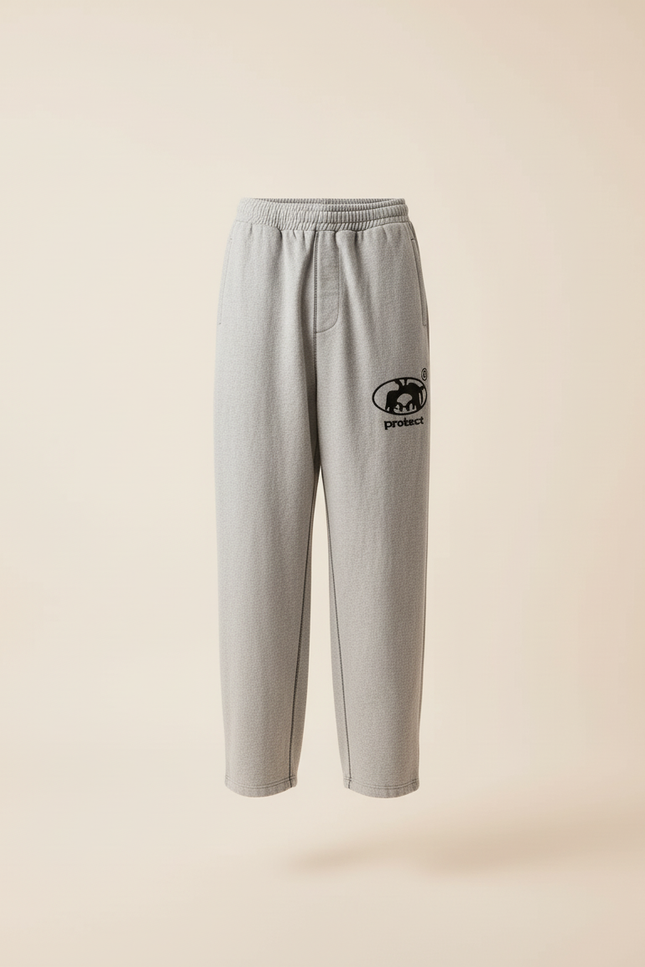 Pantalon Baggy Gris Molleton Brodé Ample Décontracté Homme - vue 3